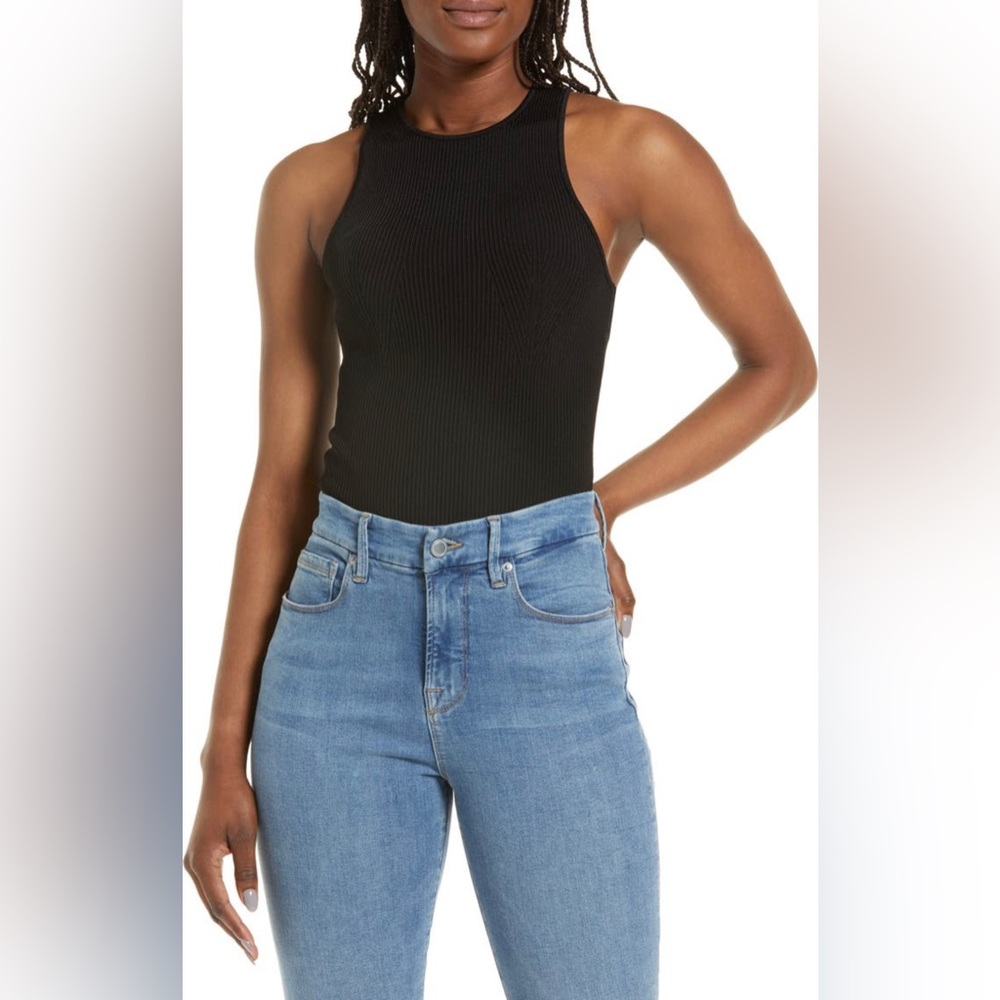 Good American ✨NWOT✨ Rib Sleeveless Bodysuit - Black - 1/S ⚡️SOLD OUT⚡️